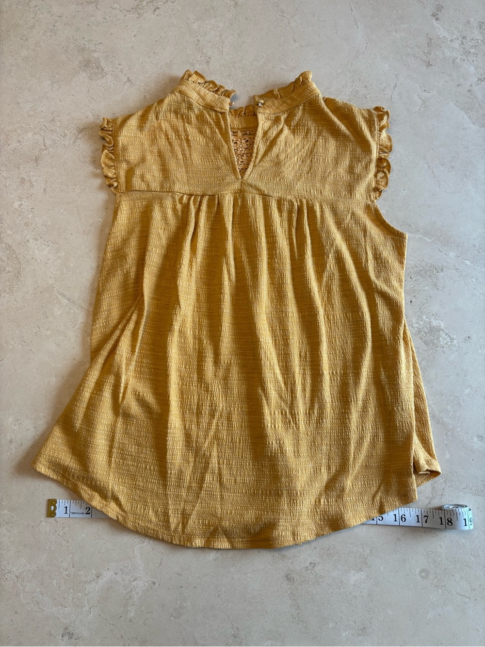 Cable & Gauge Mustard Ruffle Sleeve Textured Camisole. Size S